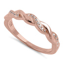 Sterling Silver Rose Gold Plated Braided CZ Ring