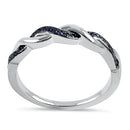 Sterling Silver and Black Rhodium Plated Braided with Amethyst CZ Ring