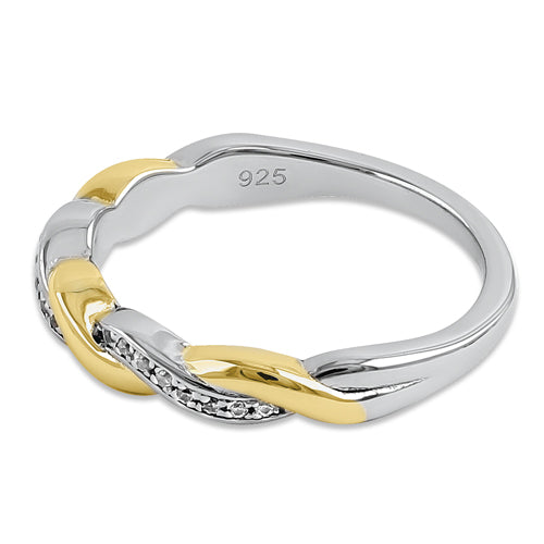 Sterling Silver and Gold Plated Braided CZ Ring