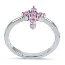 Sterling Silver Cross Pink CZ Ring