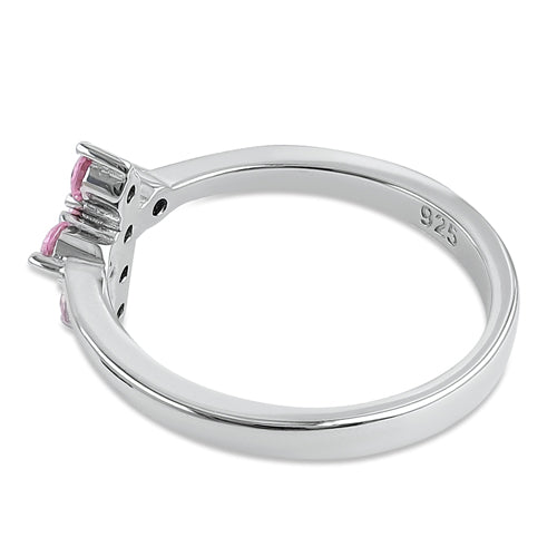 Sterling Silver Cross Pink CZ Ring