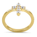 Sterling Silver Gold Plating Cross Clear CZ Ring