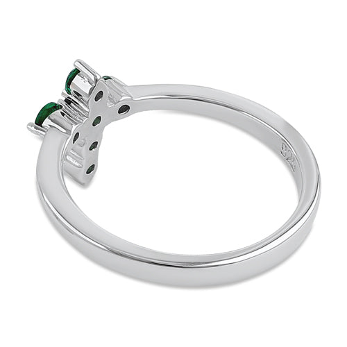 Sterling Silver Cross Green CZ Ring