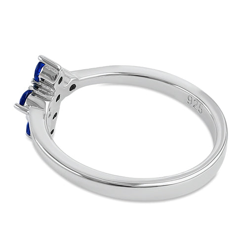 Sterling Silver Cross Blue CZ Ring
