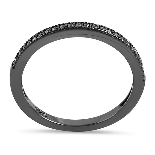 Sterling Silver Black Rhodium Half Eternity Black CZ Ring