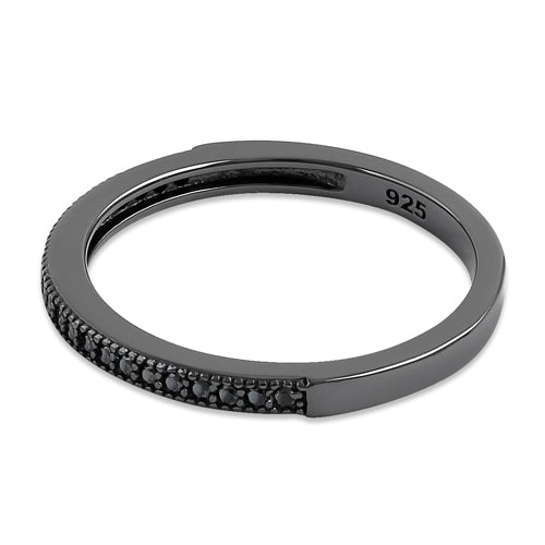 Sterling Silver Black Rhodium Half Eternity Black CZ Ring