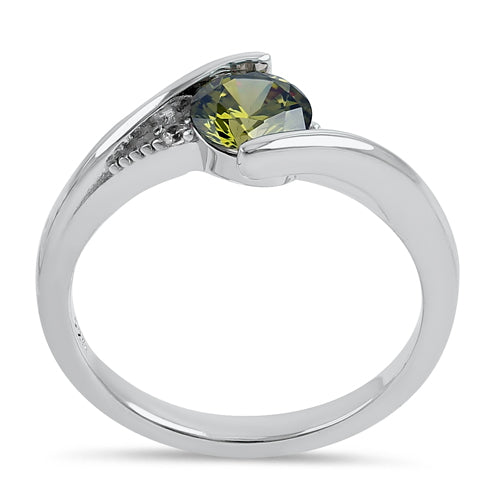 Sterling Silver Stuck In Between Peridot CZ Ring