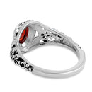 Sterling Silver Austere Oval Cut Red CZ Ring