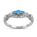 Sterling Silver Filigree Blue Topaz CZ Ring