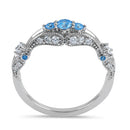 Sterling Silver Filigree Blue Topaz CZ Ring