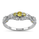Sterling Silver Filigree Goldern Yellow CZ Ring