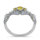 Sterling Silver Filigree Goldern Yellow CZ Ring