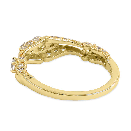 Sterling Silver Gold Plated Filigree CZ Ring