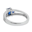 Sterling Silver Blue Spinel Radiant CZ Ring