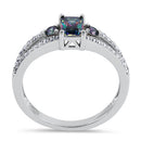 Sterling Silver Rainbow Radiant CZ Ring