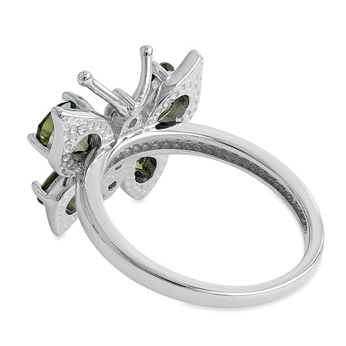 Sterling Silver Large Peridot CZ Butterfly Ring