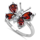 Sterling Silver Large Garnet CZ Butterfly Ring
