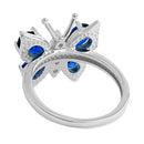 Sterling Silver Large Blue Spinel CZ Butterfly Ring