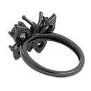 Sterling Silver Black Rhodium Large Rainbow CZ Butterfly Ring