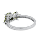 Sterling Silver Flower Leaves Peridot CZ Ring