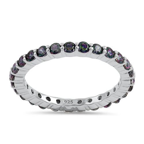 Sterling Silver Eternity Rainbow CZ Ring