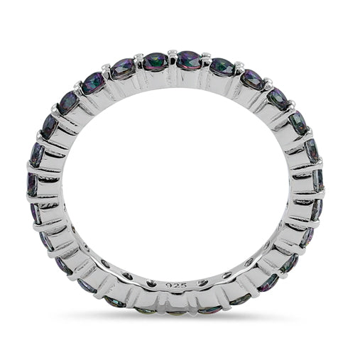 Sterling Silver Eternity Rainbow CZ Ring