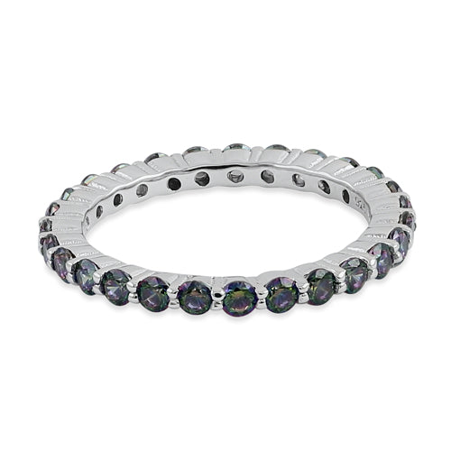 Sterling Silver Eternity Rainbow CZ Ring