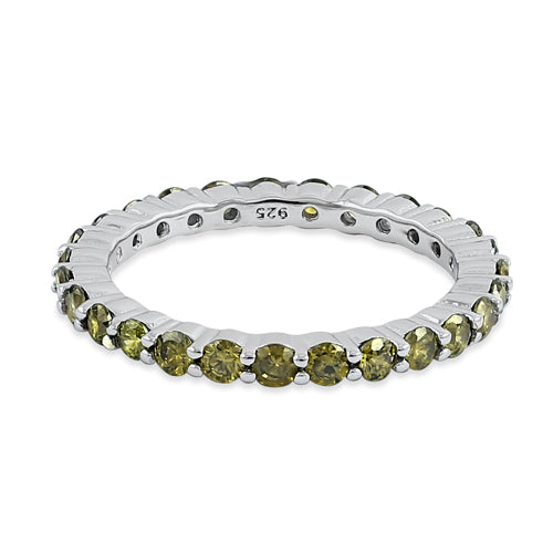 Sterling Silver Eternity Peridot CZ Ring