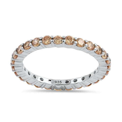 Sterling Silver Eternity Champagne CZ Ring