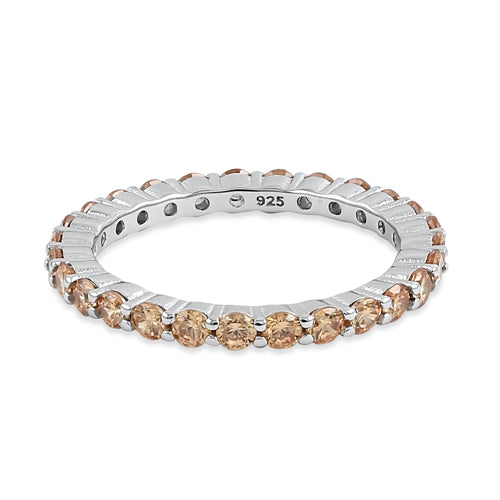 Sterling Silver Eternity Champagne CZ Ring
