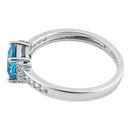Sterling Silver Cushion Blue Topaz CZ Ring
