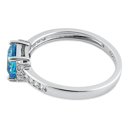 Sterling Silver Cushion Blue Topaz CZ Ring