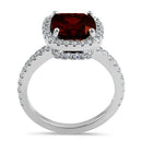 Sterling Silver Cushion Cut Dark Garnet CZ Ring