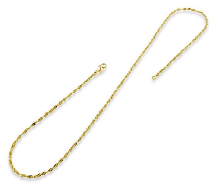 14K Gold Plated Sterling Silver Singapore Twist Chain 2.2MM