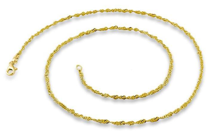 14K Gold Plated Sterling Silver Singapore Twist Chain 2.2MM