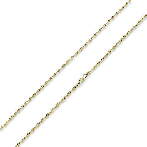 14K Gold Plated Sterling Silver Singapore Twist Chain 2.2MM