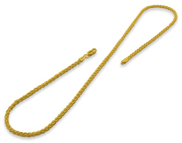 14K Gold Plated Sterling Silver Spiga Chain 2.5MM