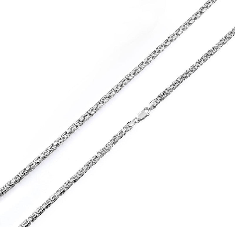 Sterling Silver Square Byzantine Chain Necklace 3.7mm