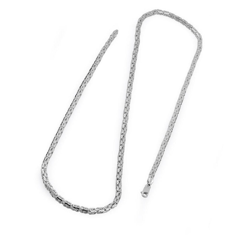 Sterling Silver Square Byzantine Chain Necklace 3.7mm