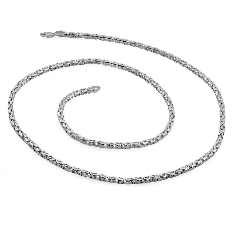 Sterling Silver Square Byzantine Chain Necklace 3.7mm