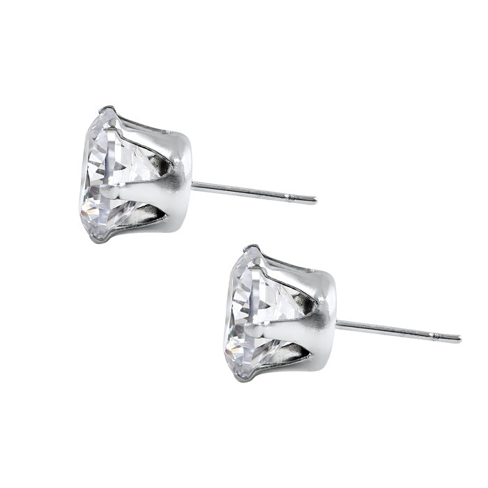 Stainless Steel CZ Stud Earrings 10mm
