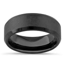 Stainless Steel Men's Black Textured with Polish Edges Wedding Band