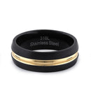 Stainless Steel Men's Black and Yellow Wedding Band