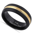 Stainless Steel Men's Black and Yellow Wedding Band