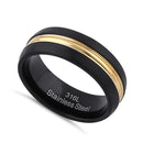 Stainless Steel Men's Black and Yellow Wedding Band