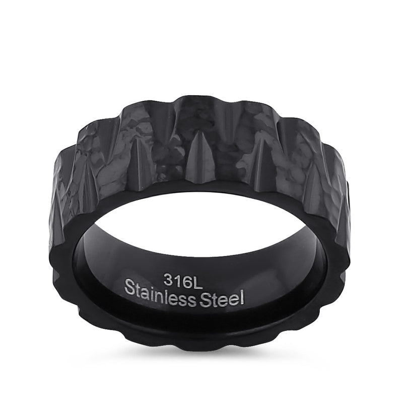 Stainless Steel Men's Black Tire Wedding Band