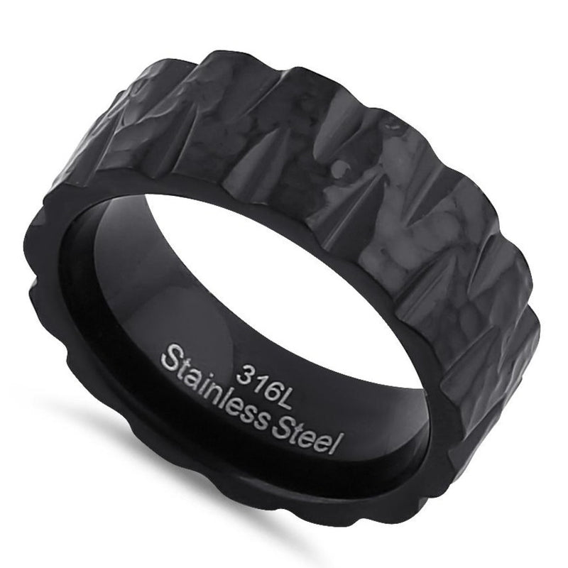 Stainless Steel Men's Black Tire Wedding Band