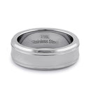 Stainless Steel Men's 7mm High and Brushed Polish Curved Wedding Band