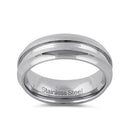 Stainless Steel Men's 7mm High and Brushed Polish Wedding Band