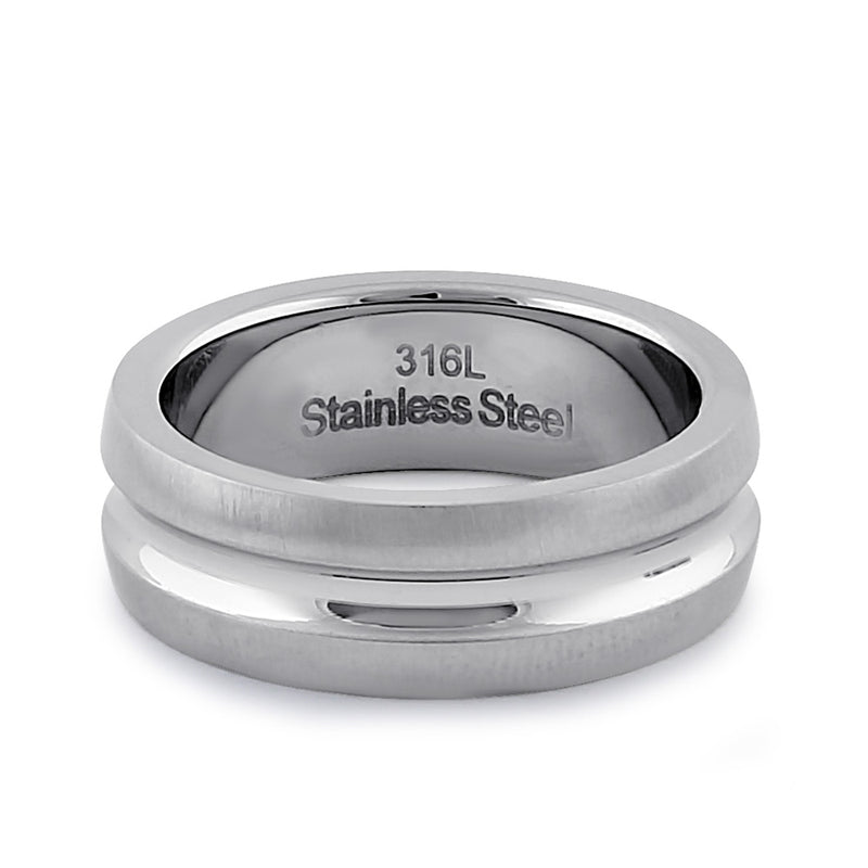 Stainless Steel Men's 7mm Brushed Polish Wedding Band